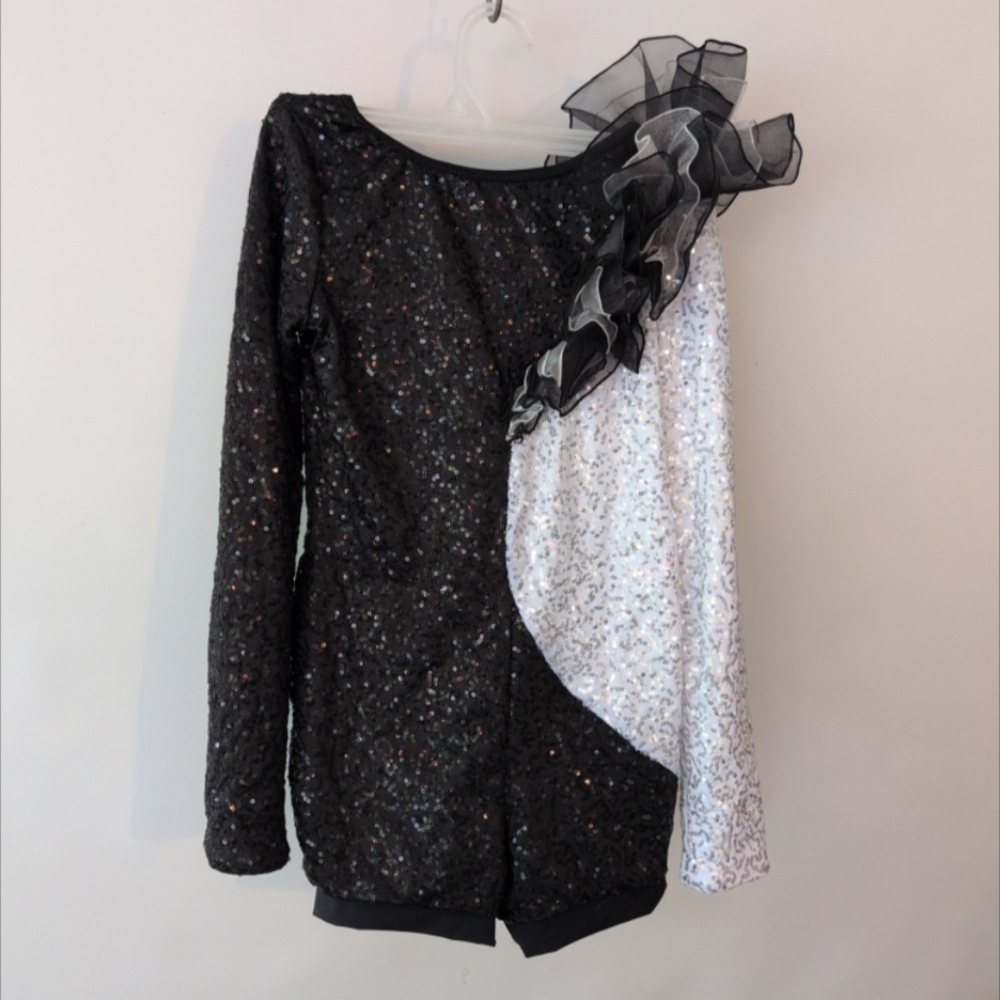 Weissman Black and White Sequin Dance Costume Child Large